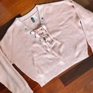 H&M Oversized Pink Sweater with Ribbon